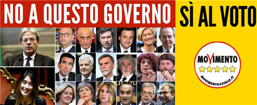 M5S: “no a questo governo, elezioni subito”