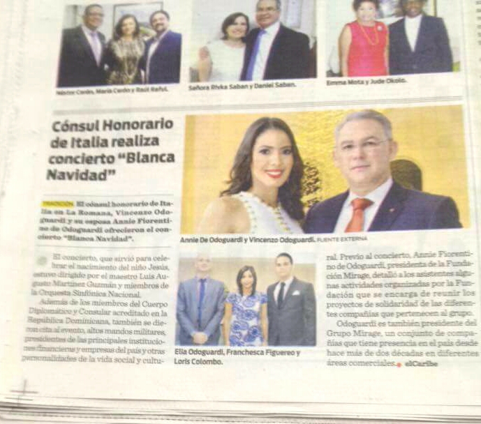 Repubblica Dominicana, “Blanca Navidad” con il console Odoguardi e consorte