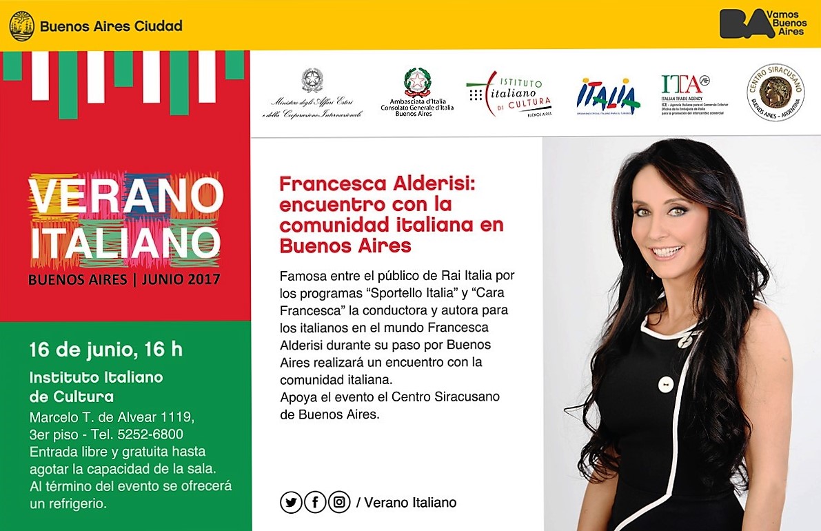 Francesca Alderisi torna a Buenos Aires per incontrare la comunità italiana