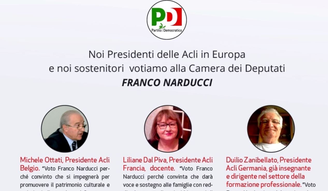 Ci scrive l’ACLI di Losanna, “non facciamo campagna elettorale”. Ma sul loro sito c’è il volantino Pd