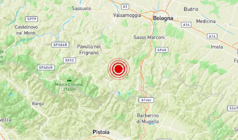 Terremoto tra Bologna e Pistoia, magnitudo 3.2