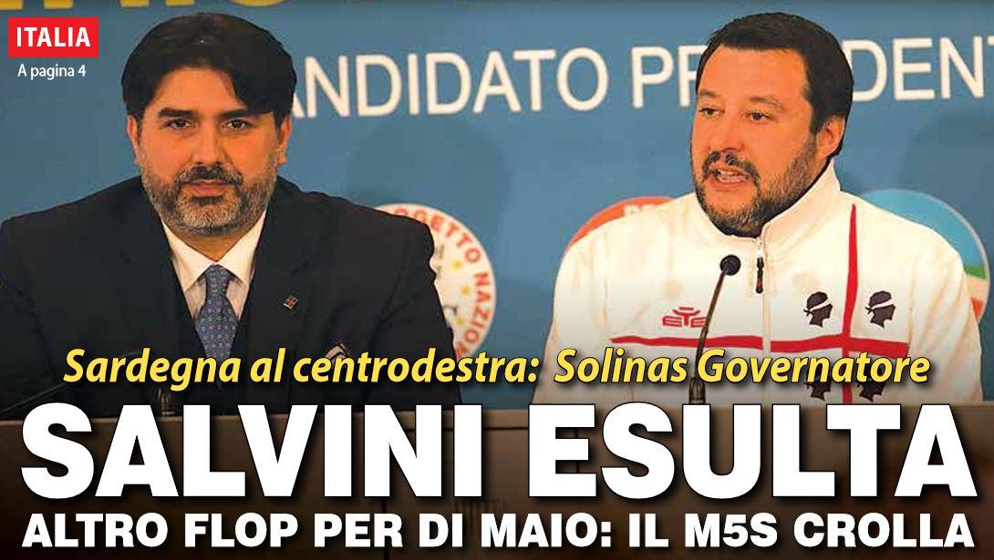 SARDEGNA AL CENTRODESTRA, CROLLO M5S