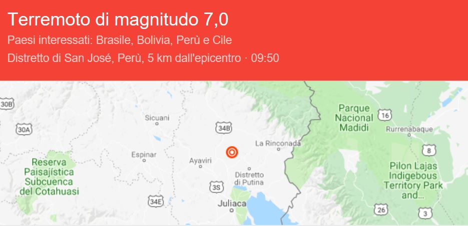 SCOSSA FORTISSIMA | Terremoto di magnitudo 7 in Perù