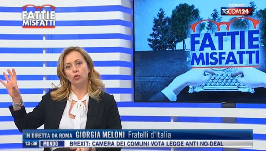 Giorgia Meloni, “chi vuole votare ‘destra senza 5stelle’ voti Fratelli d’Italia”