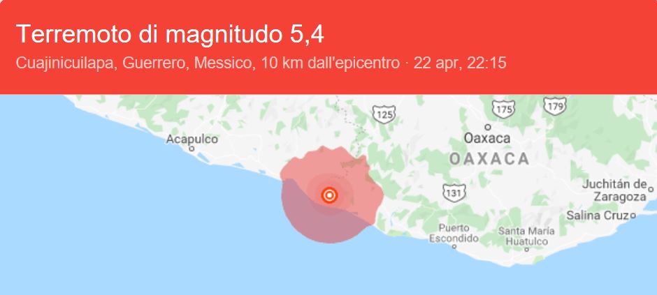 Tre scosse di terremoto in Messico, la più forte di magnitudo 5.4