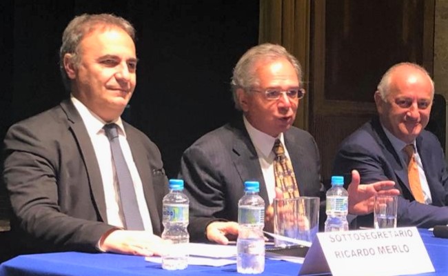 Sottosegretario Merlo e ministro dell’Economia brasiliano Paolo Guedes parlano a 100 imprenditori italiani