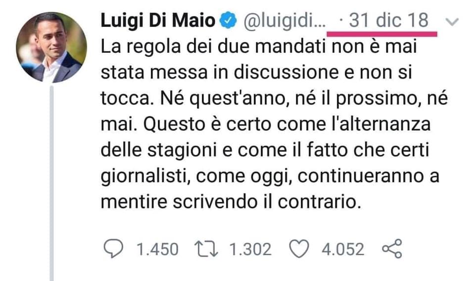 Di Maio e la regola del doppio mandato