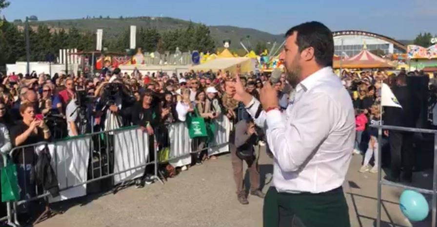 VIDEO | Salvini: “M5s si vergogna a farsi vedere nelle piazze in Umbria”