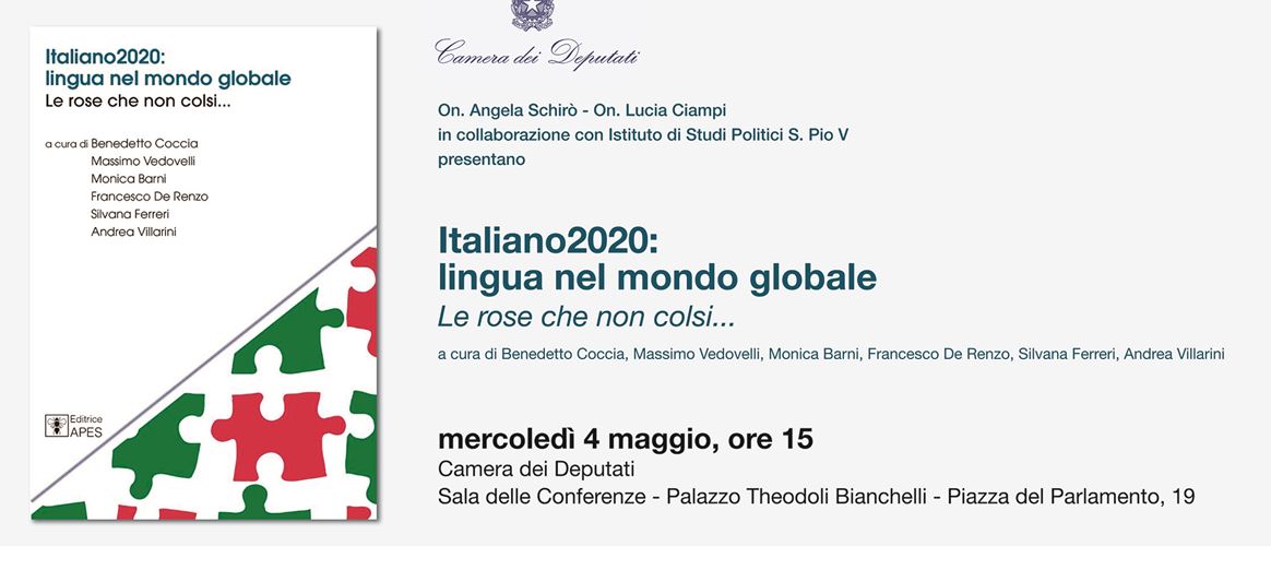“Italiano2020: lingua nel mondo globale”: mercoledì presentazione alla Camera
