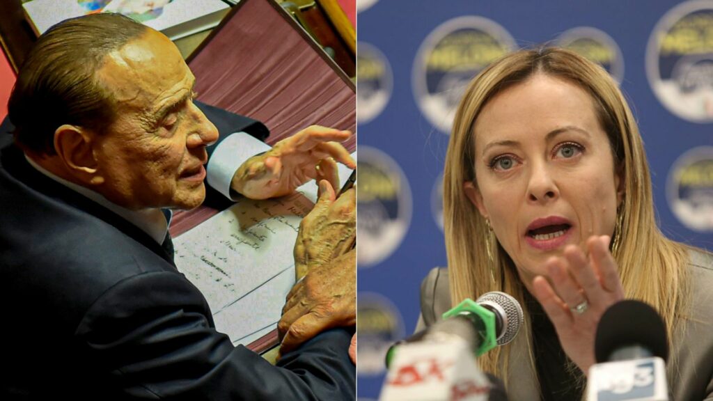 Berlusconi, leader di Forza Italia, e Meloni, leader di Fratelli d'Italia
