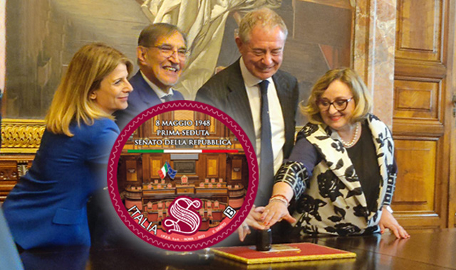 Un francobollo per celebrare i 75 anni del Senato, “omaggio agli italiani emigrati all’estero”
