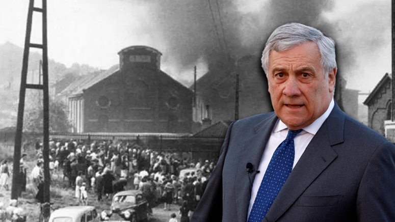 Antonio Tajani a Marcinelle (grafica di Italoblogger)