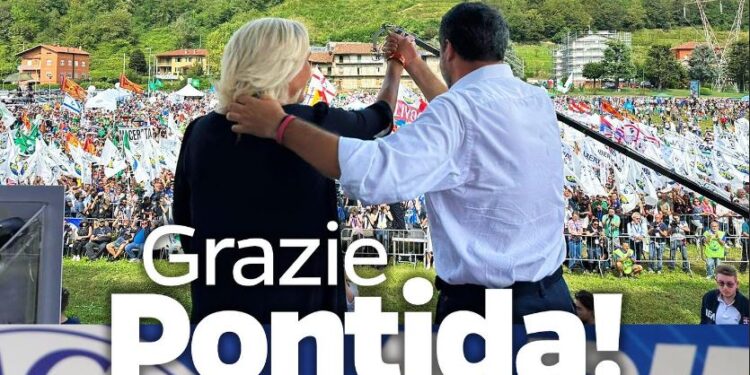 Matteo Salvini e Marine Le Pen #Pontida2023