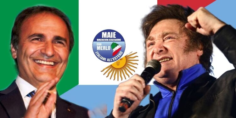 Ricardo Merlo, presidente MAIE, e Javier Milei, presidente eletto dell'Argentina