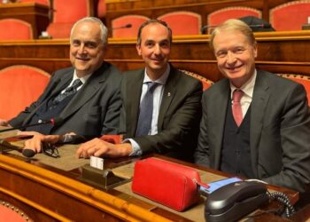 Da sinistra, nella foto: i senatori Lotito (Fi), Borghese (MAIE), Malan (Fdi)