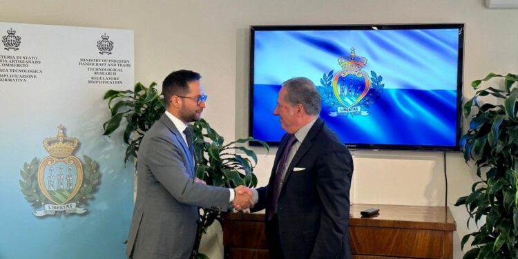 SAN MARINO | Incontro tra il segretario di Stato per l'Industria Fabio Righi e l’Ambasciatore d’Italia Fabrizio Colaceci