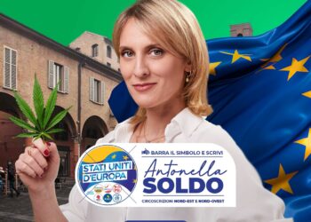 EUROPEE 2024 | Antonella Soldo (candidata SUE) distribuisce cannabis in piazza a Bologna: “Sicurezza e giustizia nascono dalla legalità”