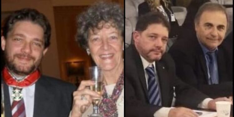 Mariano Gazzola con la sua adorata mamma. Nell'altra foto, con il presidente MAIE Ricardo Merlo