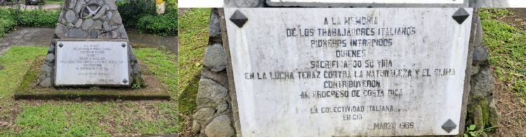 Comites Costa Rica: “Un Monumento di Storia, Sacrificio e Ricordo”. Eretto nel marzo del 1955 in memoria degli immigrati italiani che, con coraggio e sacrificio, contribuirono alla costruzione della linea ferroviaria del Paese