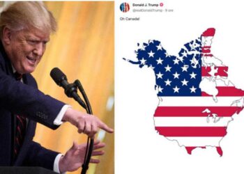 Trump e la mappa USA che comprende il Canada