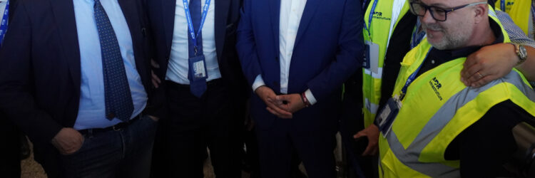 Inaugurato nuovo Terminal 3 in aeroporto a Fiumicino. Da sinistra il presidente Enac, Pierluigi Di Palma, Marco Troncone, amministratore delegato di AdR, il ministro dell'infrastruttura e dei Trasporti, Matteo Salvini