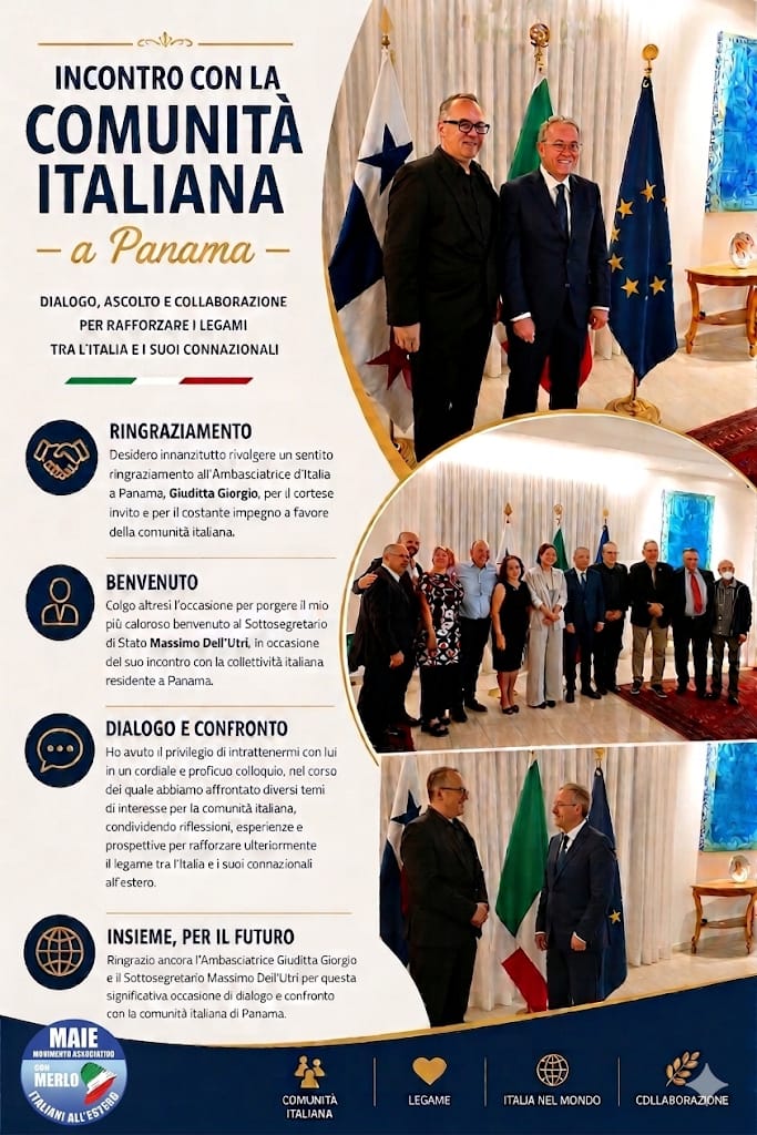 Panama, incontro tra il Sottosegretario Massimo Dell’Utri e la comunità italiana: focus su servizi e collaborazione