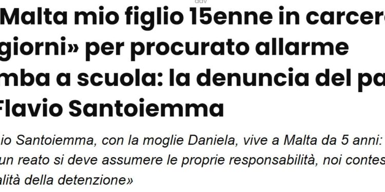 15enne italiano detenuto a Malta